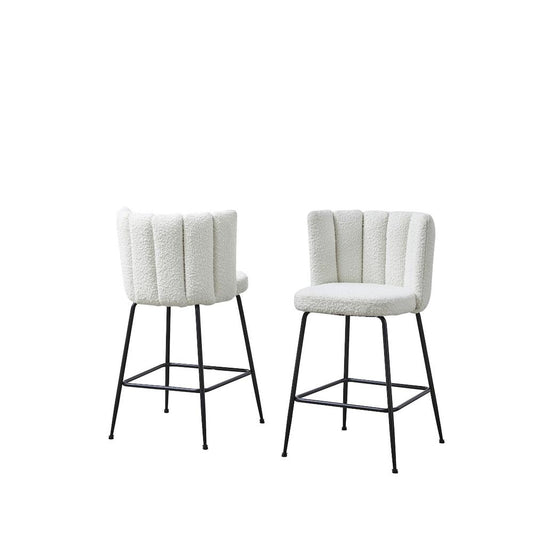 Omid Boucle Fabric Dining Chair Cream, Black Leg (Set of 2)