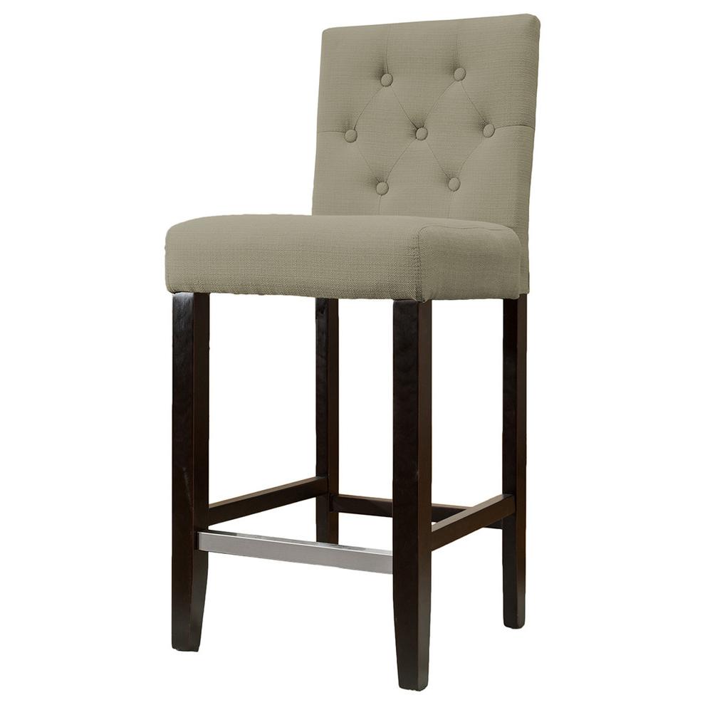 Best Master Kimberly 29" Fabric Upholstered Bar Stool in Beige (Set of 2)