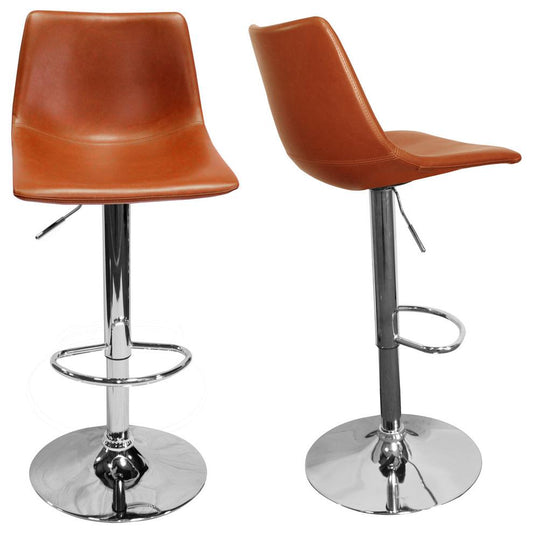 Best Master Jimmy Dean Faux Leather Adjustable Swivel Bar Stool Tan (Set of 2)