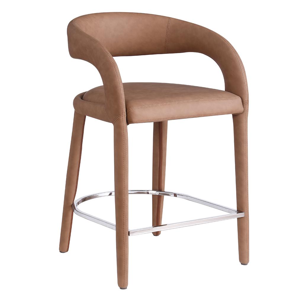 Marcus Brown PU Leather Counter Height Stool, Set of 1