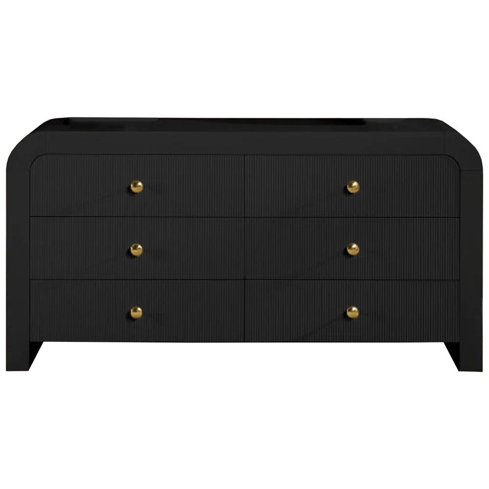 Bellagio Black Wood 6 Drawer Dresser