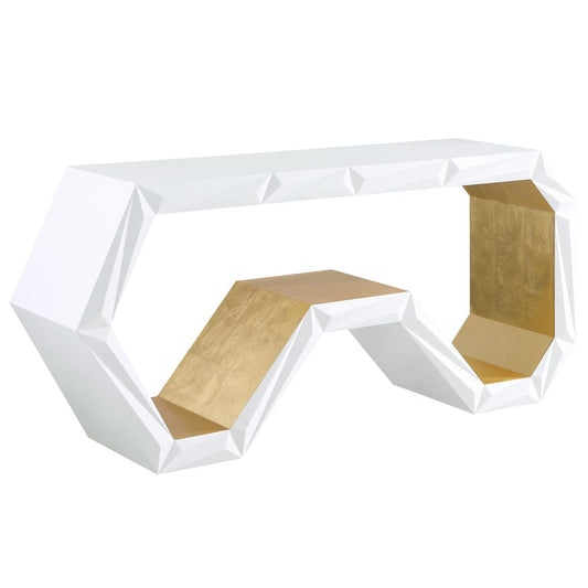 Masaru White with Gold Accent Console Table