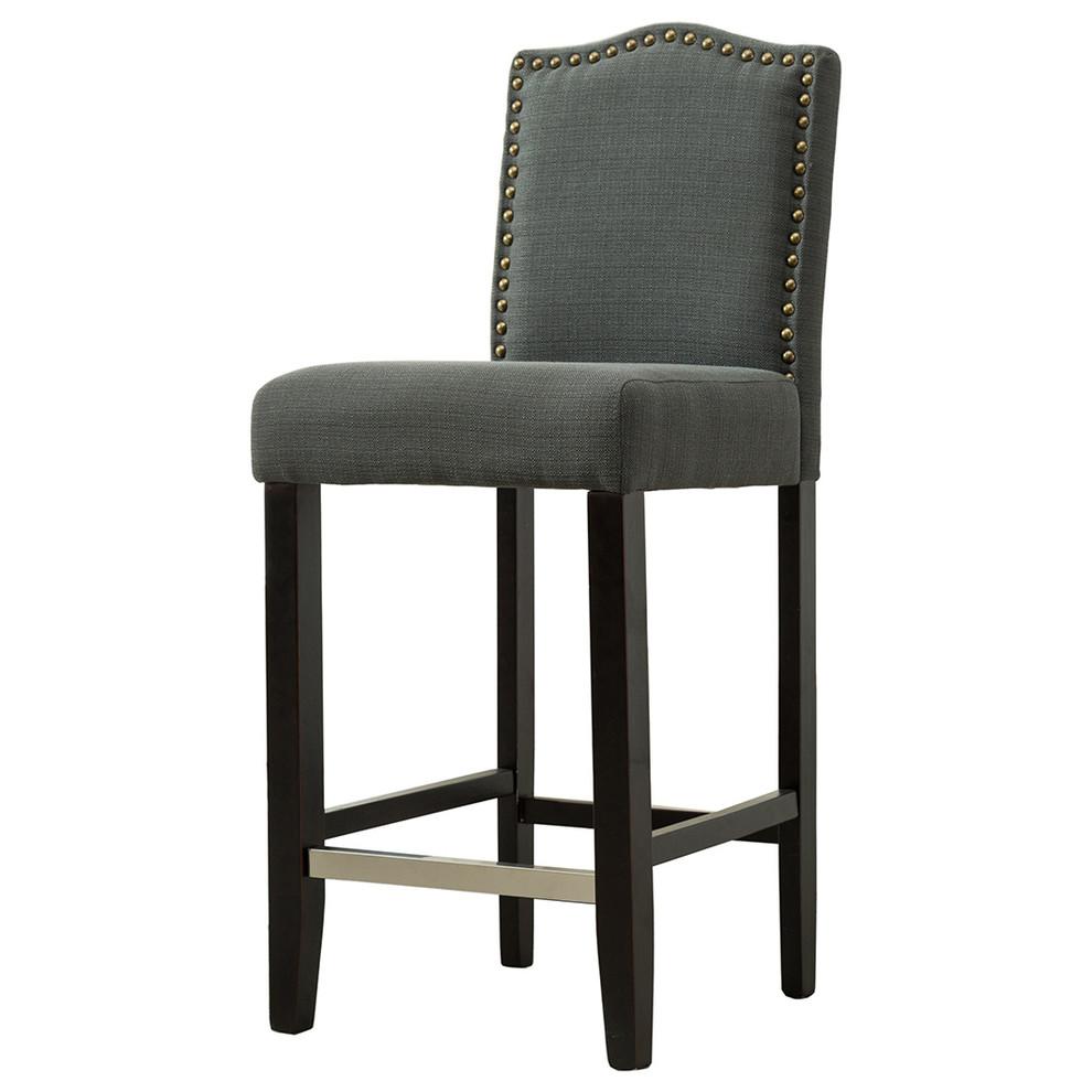 Best Master Lindon 29" Fabric Upholstered Bar Stool in Dark Gray (Set of 2)