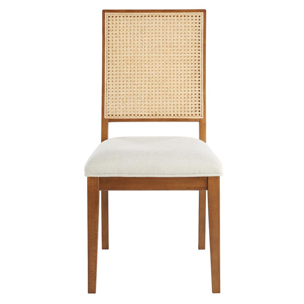 Kassy Cream with Walnut Rattan Dining Chair, Set of 2