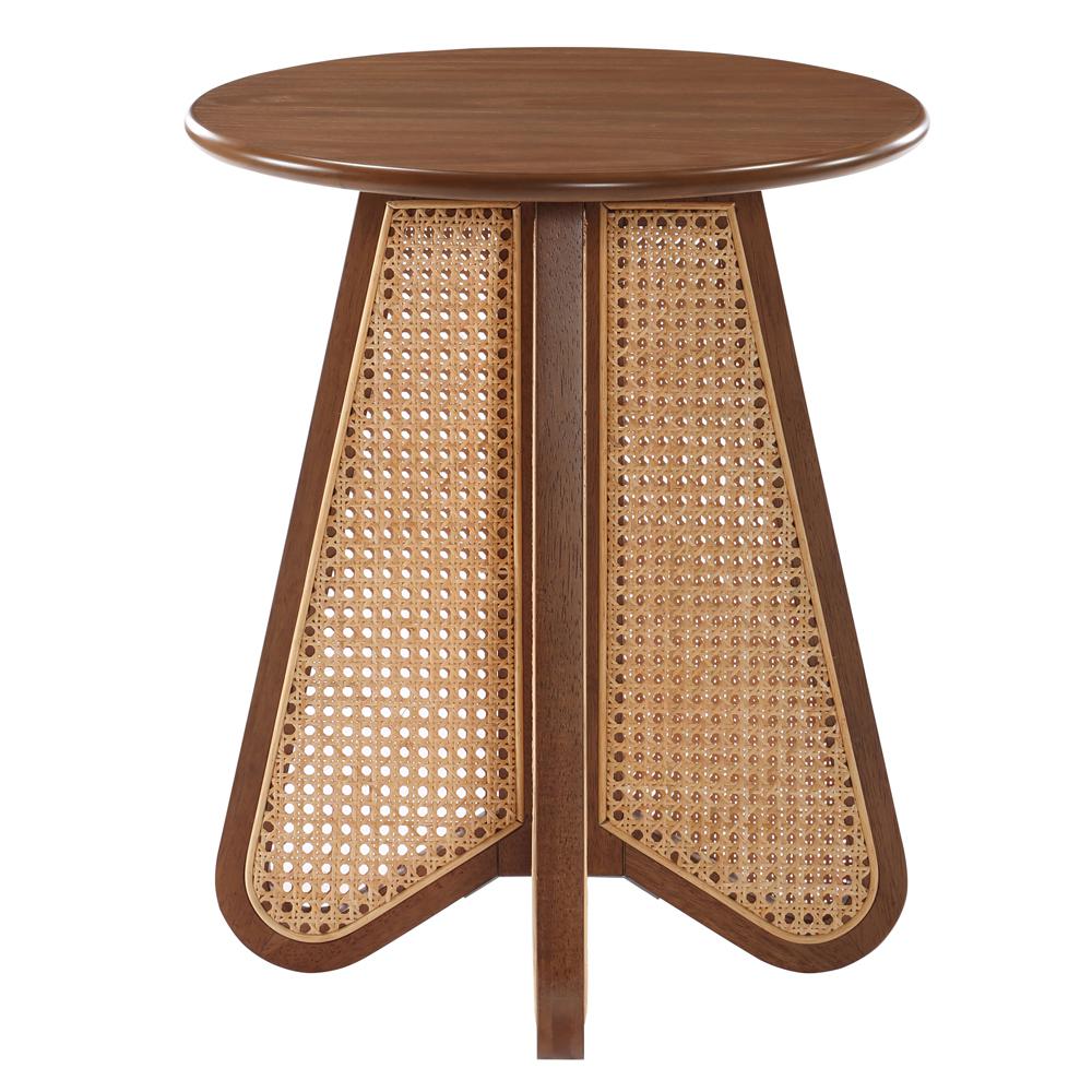 Taiwo Walnut Rattan End Table