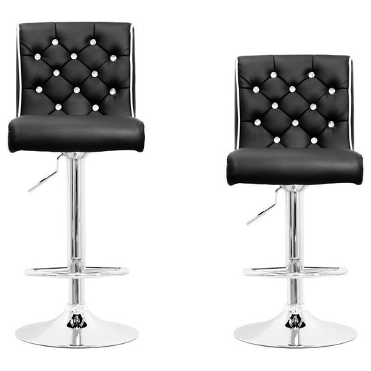 Best Master Swivel Bar Stool With Crystal and Tufted Look in Black (Set of 2)