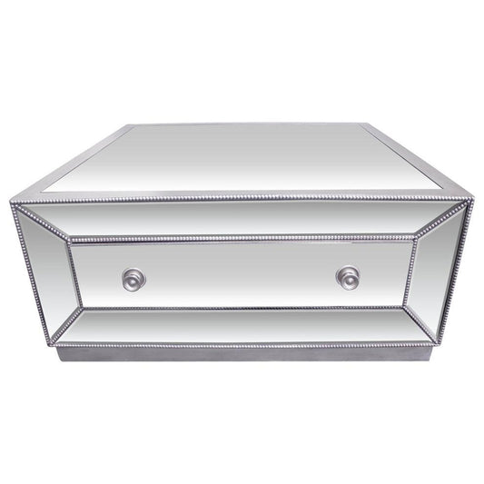 Best Master Solid Wood and Glass Coffee Table in Silver Mirrored