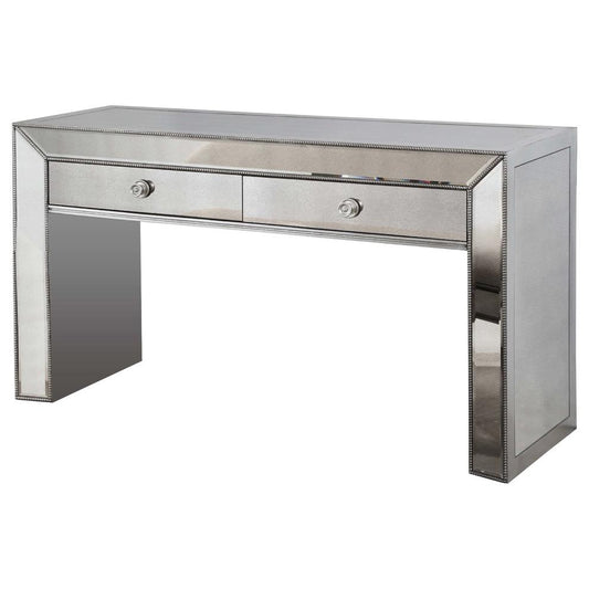 Best Master Jameson Solid Wood Console Table in Silver/Mirrored Inlays