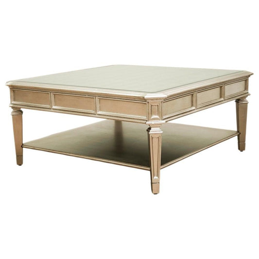 Palais Coffee Table With Glass Top and Shelf