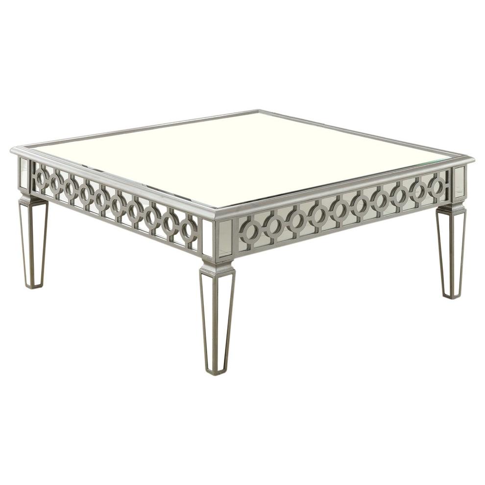 Best Master Sophie Solid Wood Square Coffee Table in Silver Mirrored