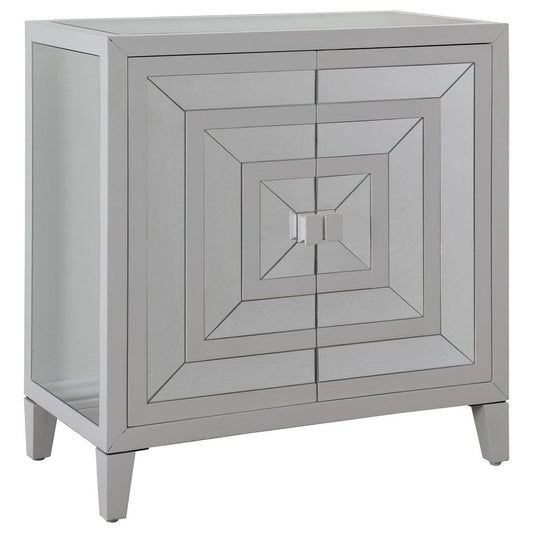 Best Master 2-Door Poplar Wood Cabinet in White/Clear Mirrored