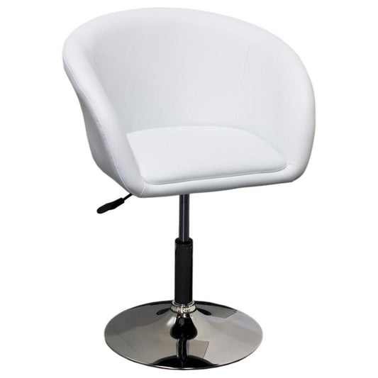 Best Master Furniture Faux Leather Swivel Coffee Chair in White/Chrome Legs