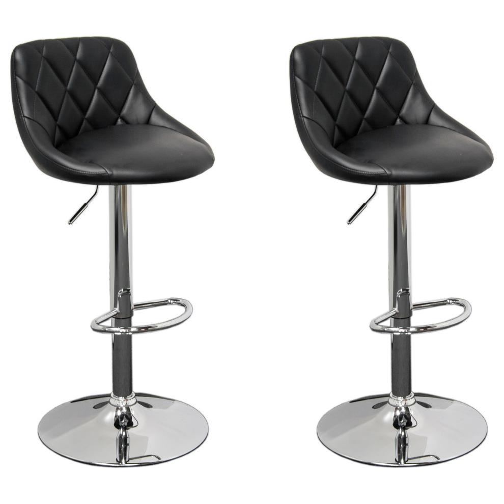 Best Master Claire Faux Leather Adjustable Swivel Bar Stool in Black (Set of 2)