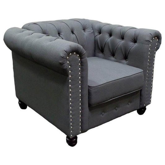 Best Master Venice Fabric Upholstered Living Arm Chair in Charcoal