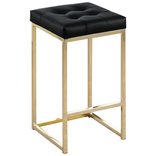 Jersey Black Faux Leather Counter Height Stool in Gold (Set of 2)