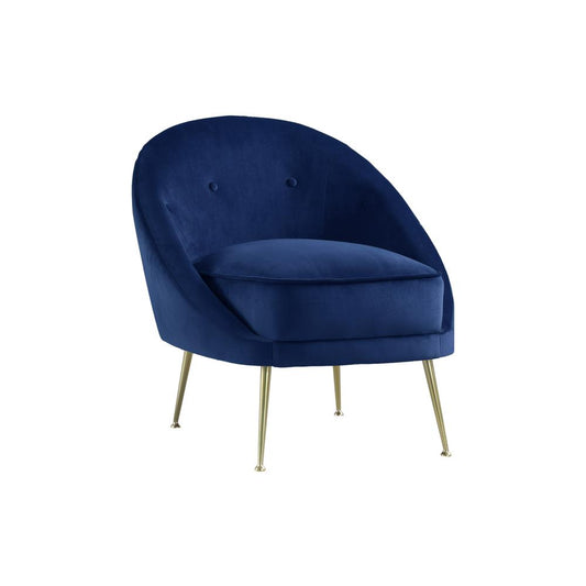 Best Master Furniture Olivia 19" Velvet Accent Chair with Gold Legs in Blue