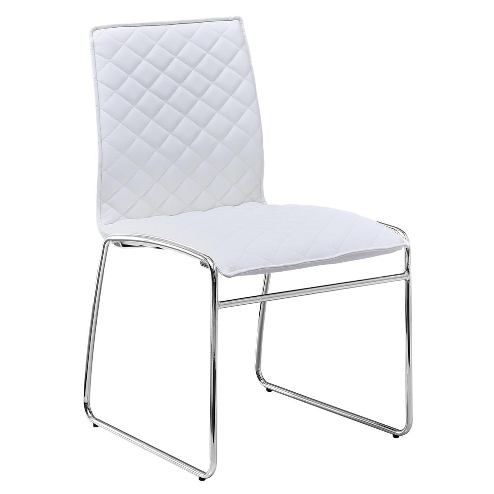 Best Master Furniture Duncan 18.5" Faux Leather Dining Chairs in White/Chrome