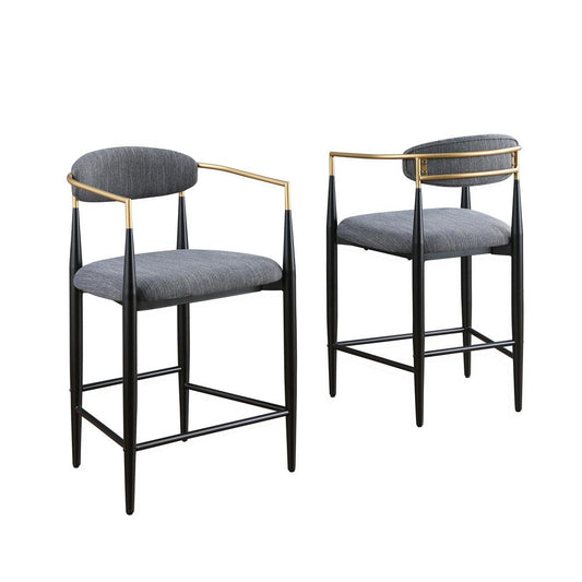 Van Grey Linen Counter Height Stools, Set of 2