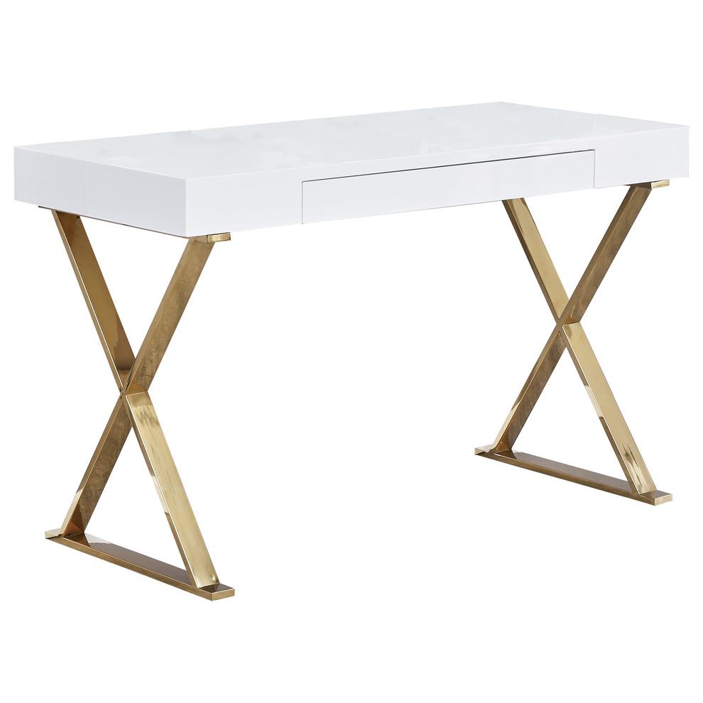 Best Master Modern Stainless Steel Frame Computer Desk - Gold High Gloss