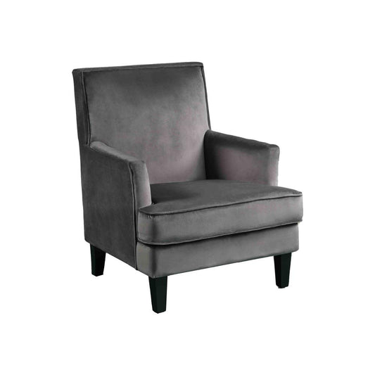 Best Master Furniture Saladin 30" Transitional Velvet Arm Chair in Gray