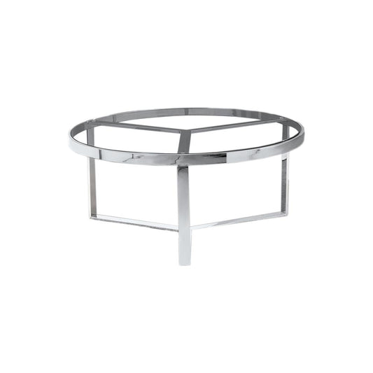 Best Master Furniture 35" Round Modern Tempered Glass Coffee Table in Silver