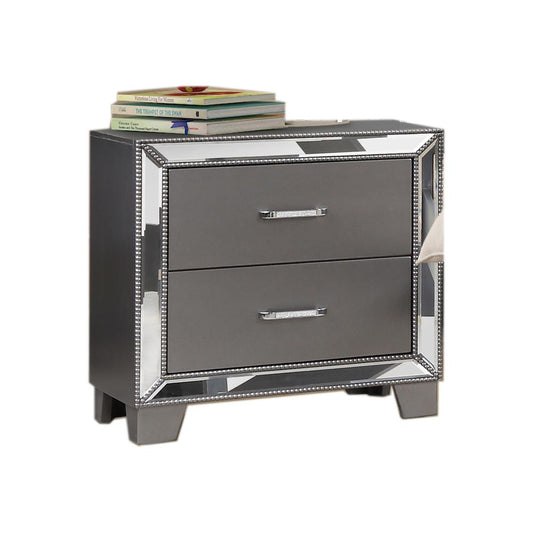 Best Master Furniture Beronica 26" Transitional Wood Nightstand in Silver