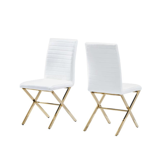 Best Master Furniture Timber 20.5" Faux Leather Dining Chair in White (Set of 2)