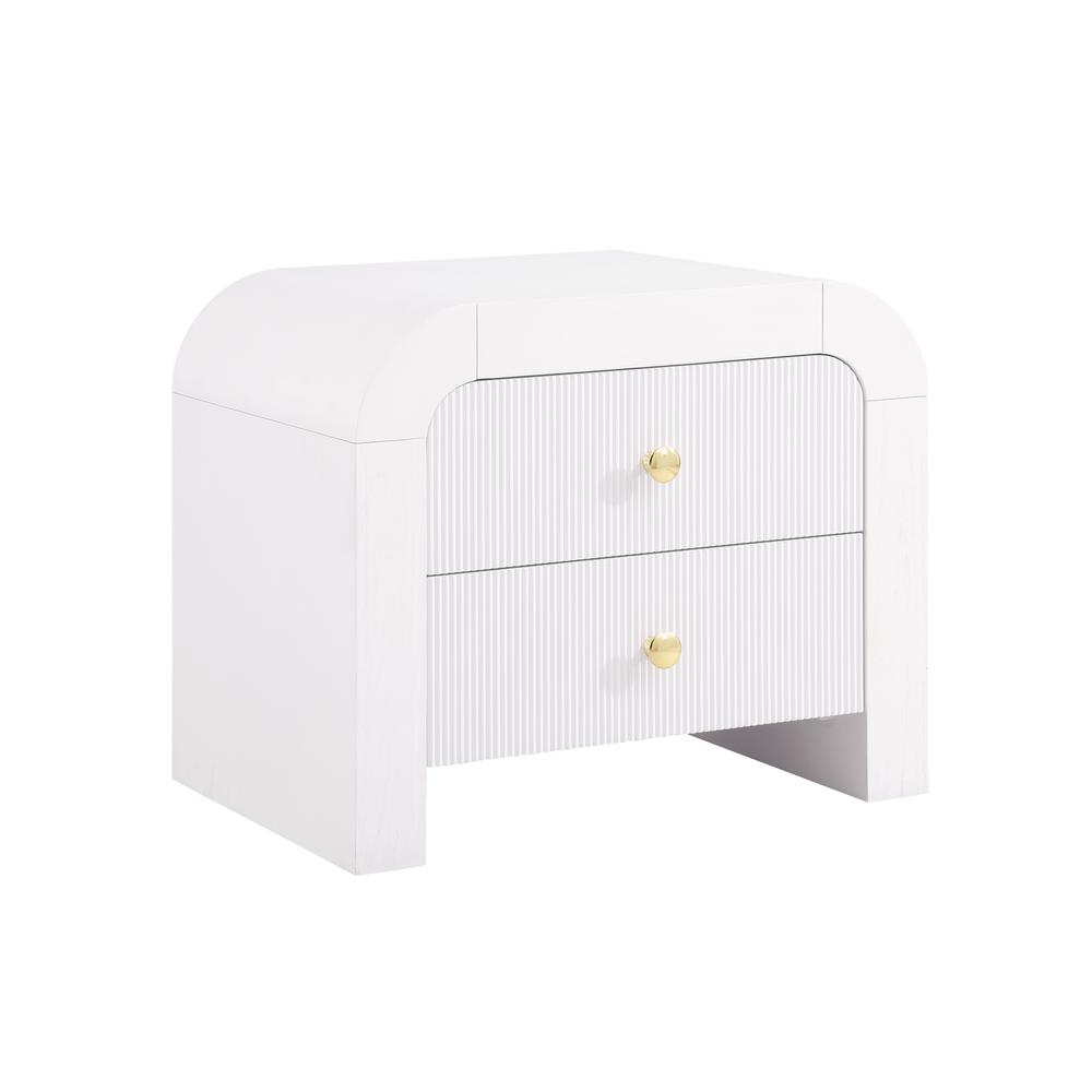 Bellagio White Wood 2 Drawer Nightstand