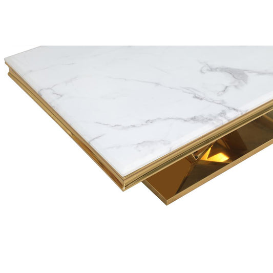 Blythe Stone Marble Laminate Gold Coffee Table