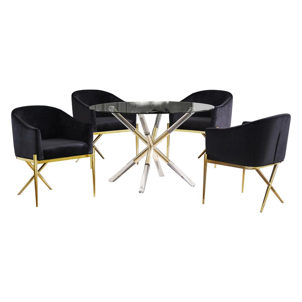 Best Master Dalton Round Dining Set in Black (5-piece)