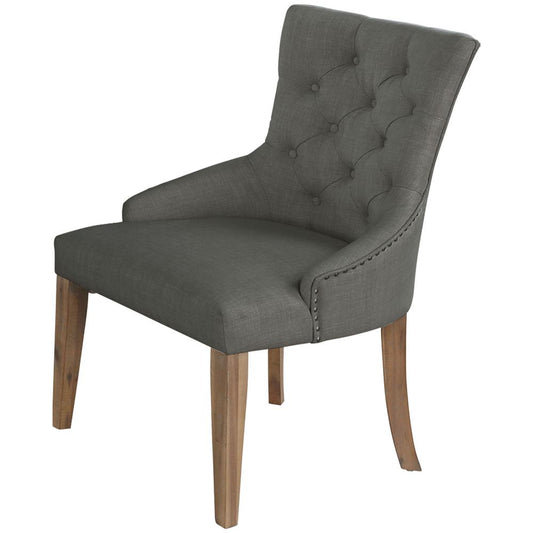 Zoey Gray Tufted Linen Dining Chairs (Set of 2)