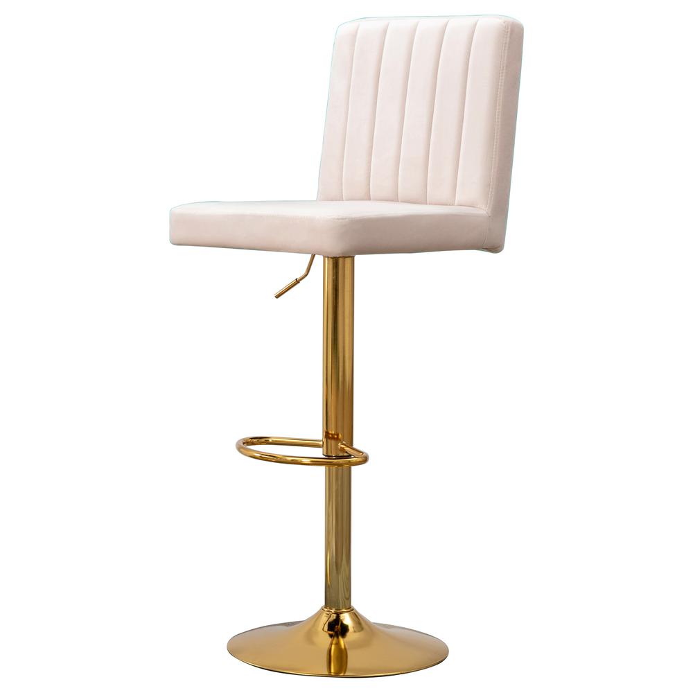 Best Master Yucca Beige/Gold Adjustable Velvet Swivel Bar Stools (Set of 2)