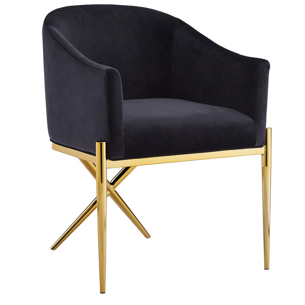 Best Master Dalton Black Velvet Side Chair in Gold