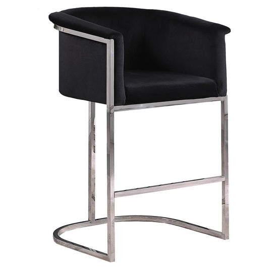 Lexie Black Bar Stools with Silver Base(Set of 2)