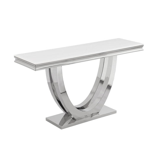 Danis Stone Marble Laminate Silver Sofa Table