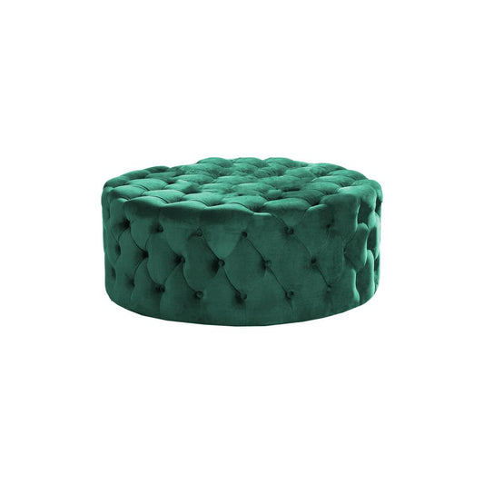 Anderson 40" Round Velvet Fabric Ottoman in Green