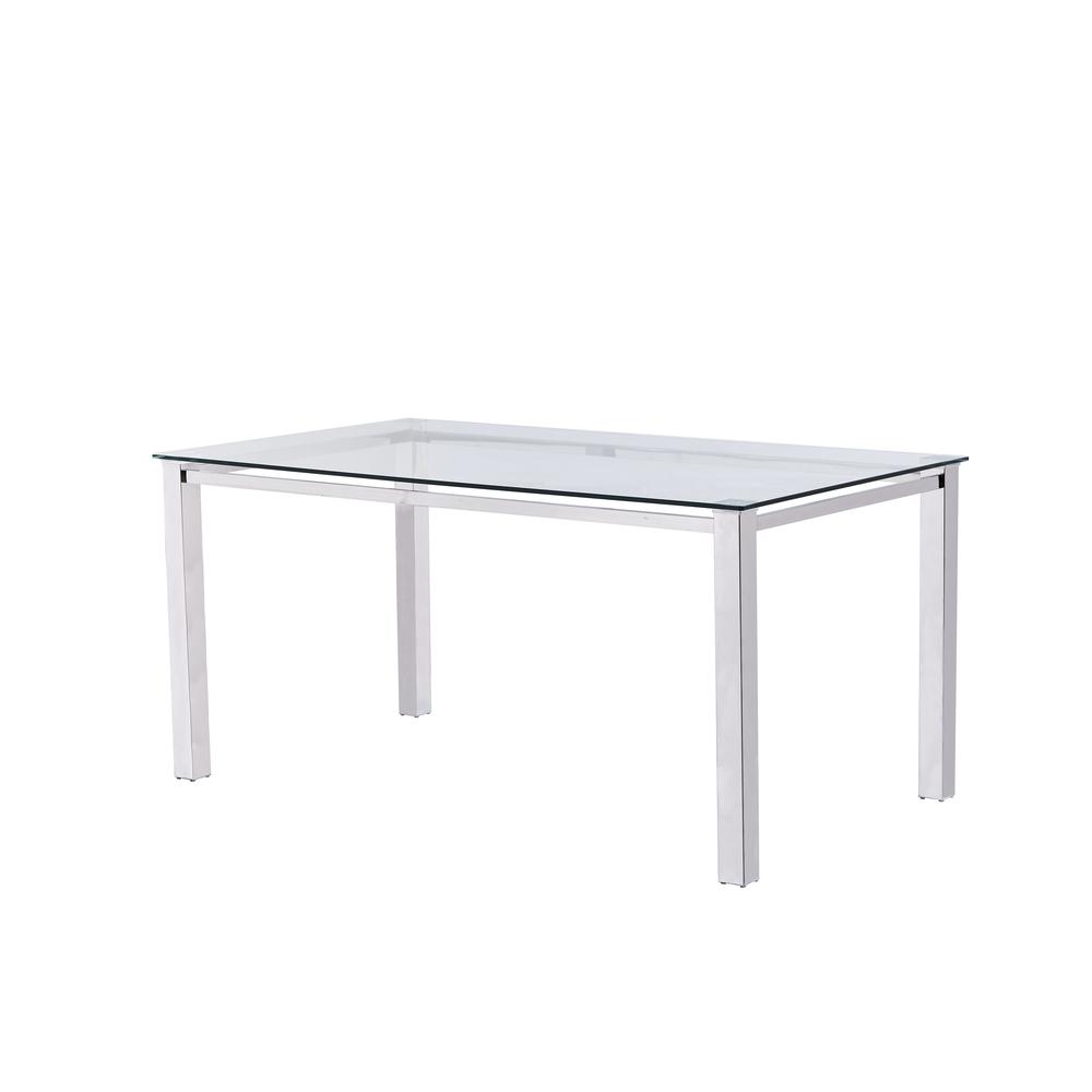 Best Master Furniture Ajay 63" Rectangular Glass Dining Table in Silver