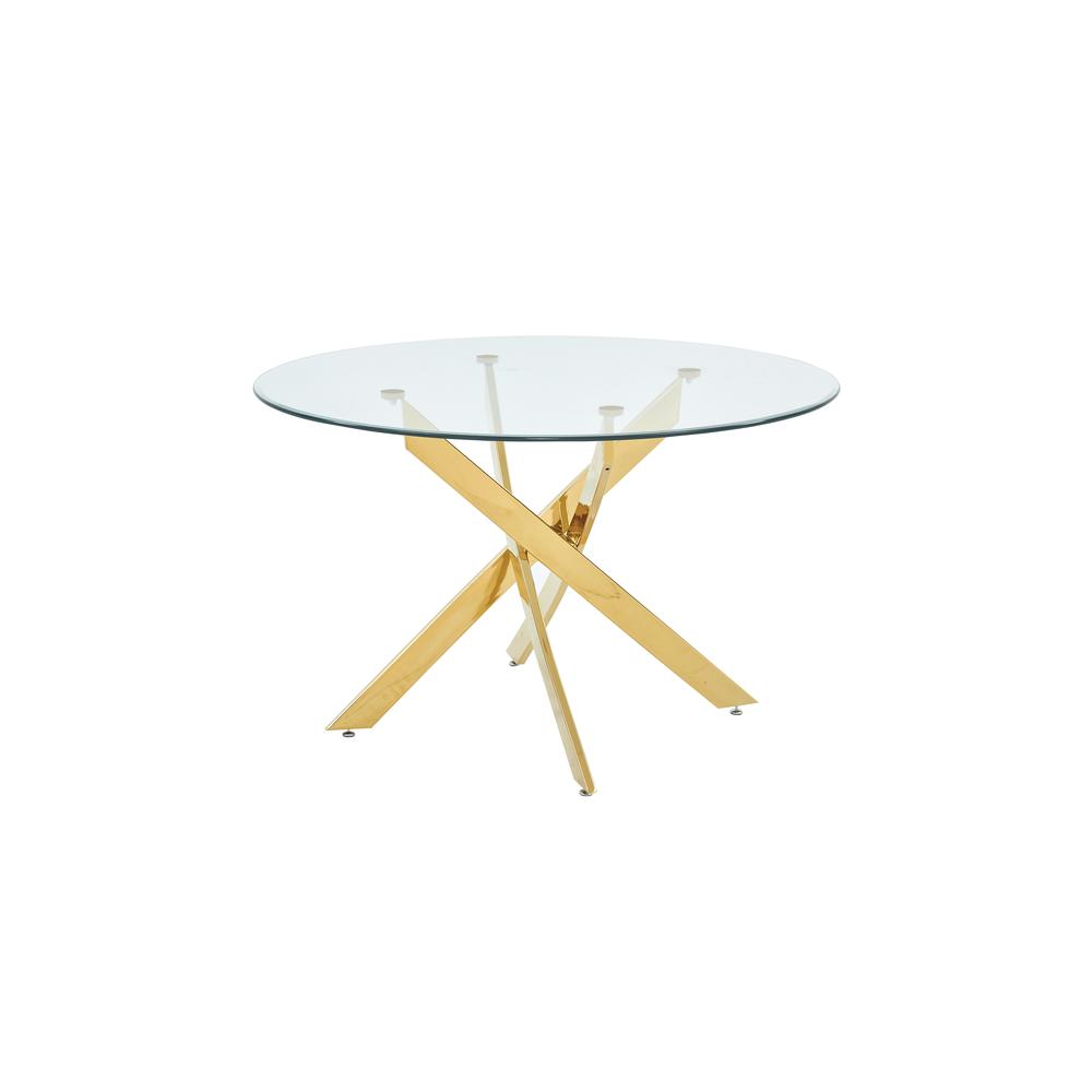 Alison Modern Round Glass Dining Table in Gold