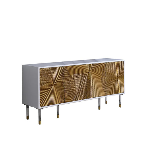 Best Master Furniture Dragos Modern Wood Sideboard with Bronze Ripples in White