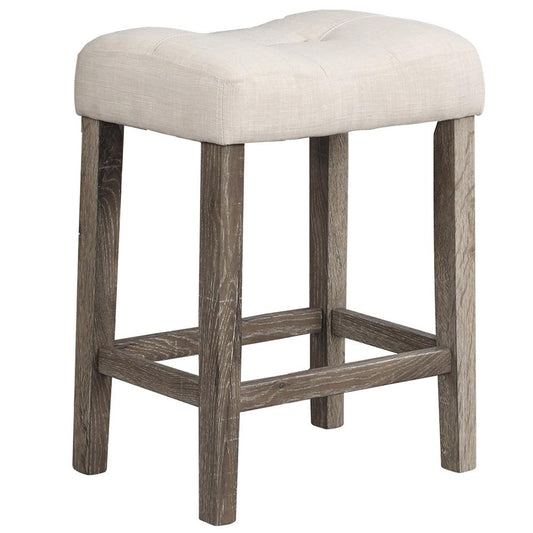 Vitaliya Antique Natural Oak Linen Counter Height Stools, Set of 2