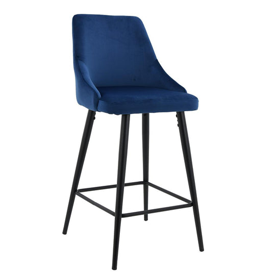 Best Master Furniture Sunset 26" Velvet Fabric Counter Stool in Blue (Set of 2)