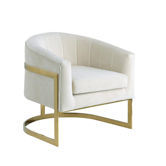 Traxmon Velvet Upholstered Accent Chair in Cream