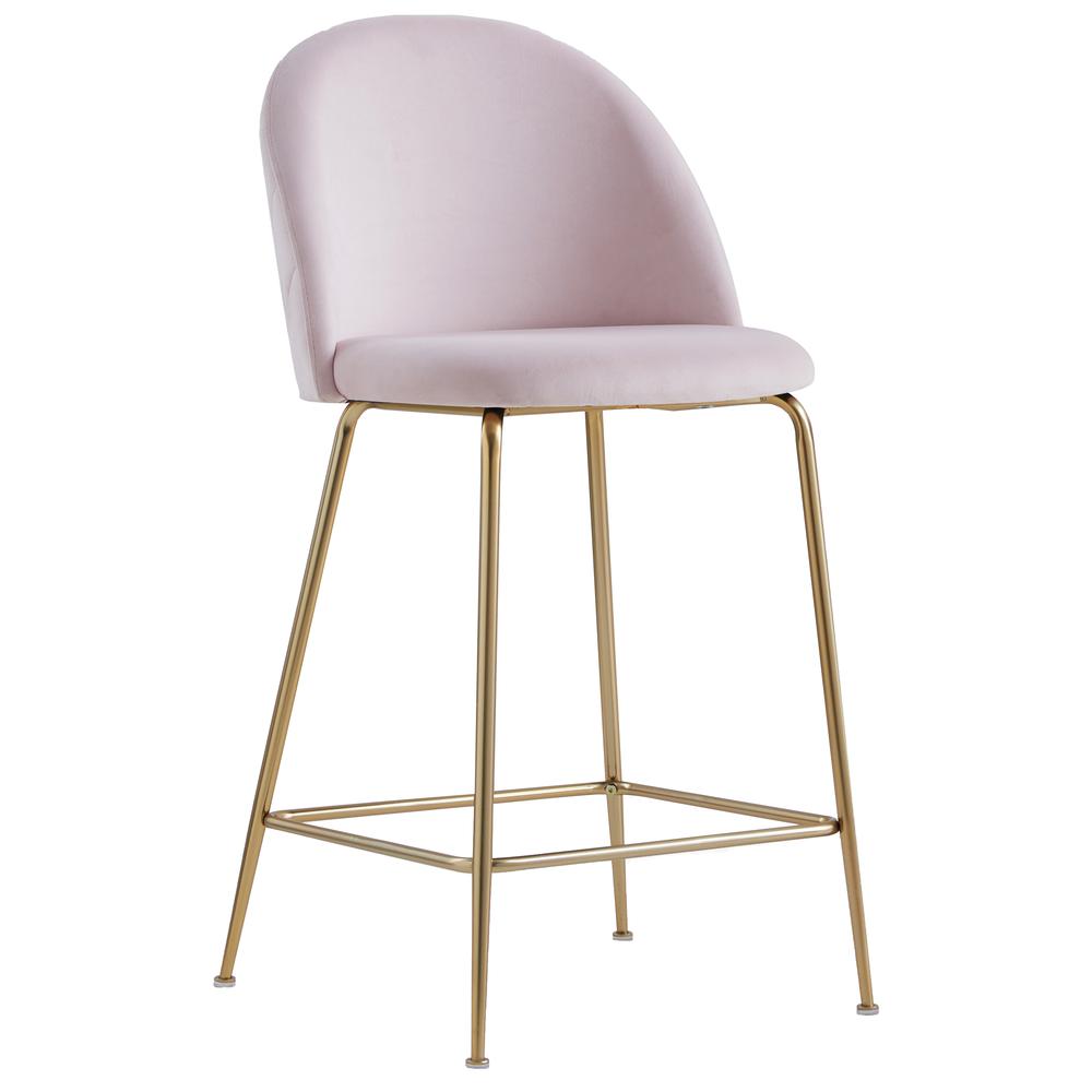 Miramar Pink Velvet Metal Counter Height Bar Stools (Set of 2)