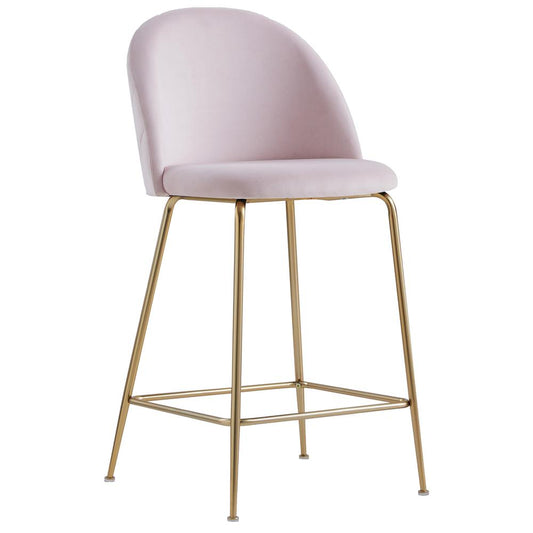 Miramar Pink Velvet Metal Counter Height Bar Stools (Set of 2)