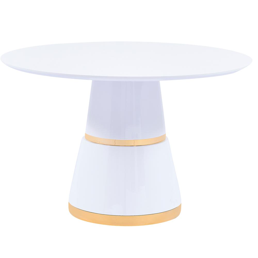 Taylor White/Gold Lacquer Wood Round Dining Table