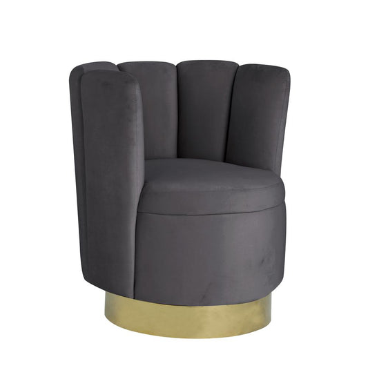 Ellis Velvet Upholstered Swivel Accent Chair in Gray Velvet