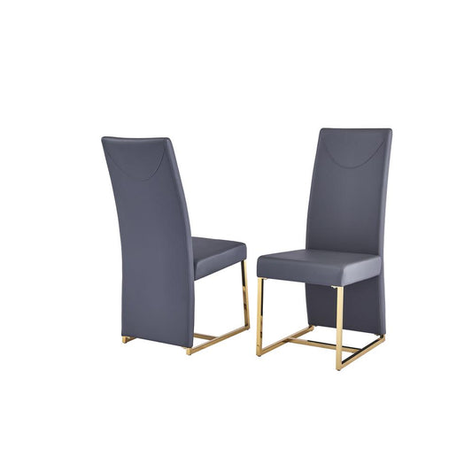 Best Master Furniture Padraig Gray Faux Leather Side Chairs in Gold (Set of 2)