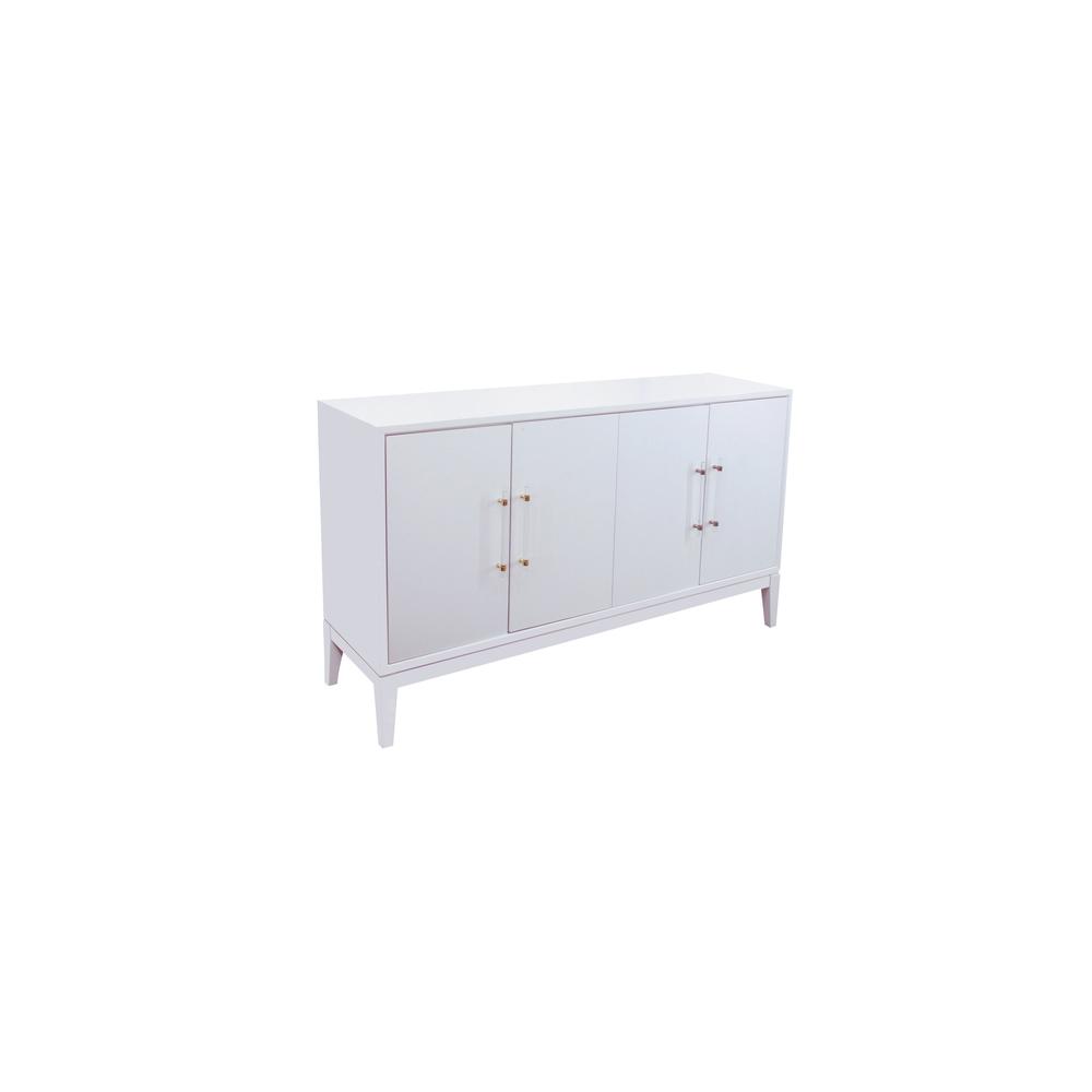 Best Master Furniture Orbis 61" Modern Wood Sideboard in White Lacquer