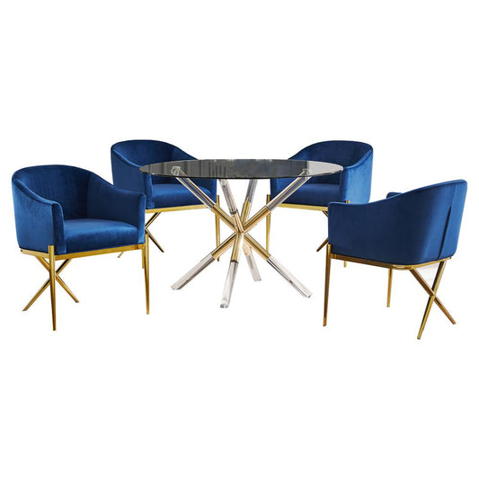 Best Master Dalton Round Dining Set in Navy (5-piece)