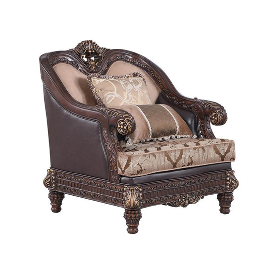 Marquess Traditional Walnut Faux Leather Accent Chair